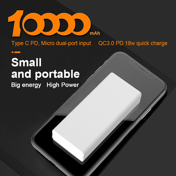 2020 newest 10000mAh small size Power Bank with type C PD port to charge pc LWS-8031